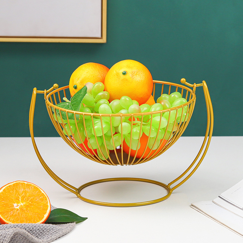 Nordic Geometric Iron Fruit Plate New Creative Hollow Fruit Basket Living Room Coffee Table Fruit Snack Storage Basket
