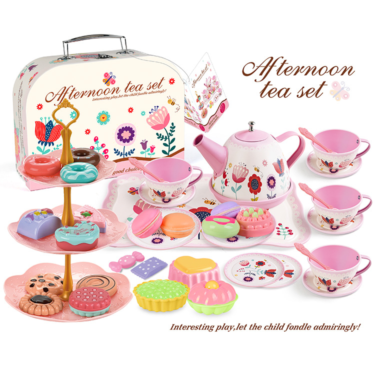 Cross-Border Girls Playing House Simulation Food Dessert Cake Coffee Tea Break Afternoon Tea Children Toy Gift Set