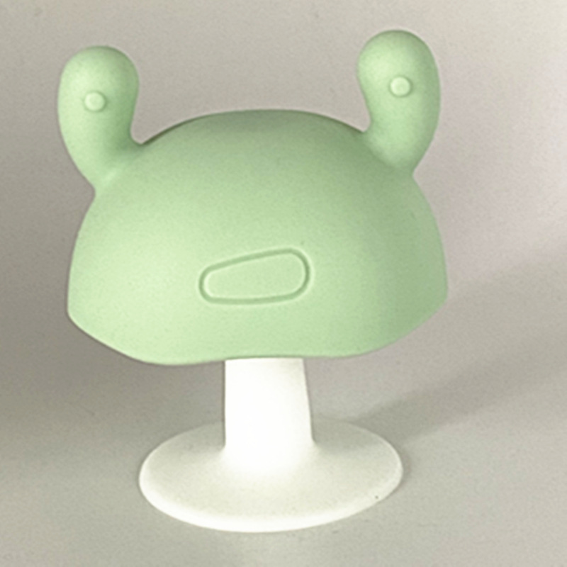 厂家批发蘑菇头萌趣青蛙安抚牙胶硅胶磨牙棒婴儿牙胶宝宝咬咬牙胶