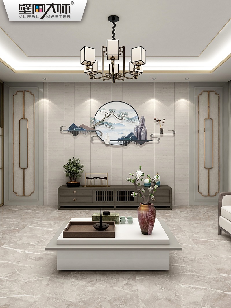 大气3d壁画新中式轻奢山水电视墙壁纸客厅沙发卧室背景墙壁布新款
