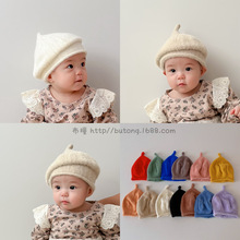 韩版纯色可爱奶嘴儿童毛绒针织帽子 秋冬婴儿宝宝保暖套头贝雷帽