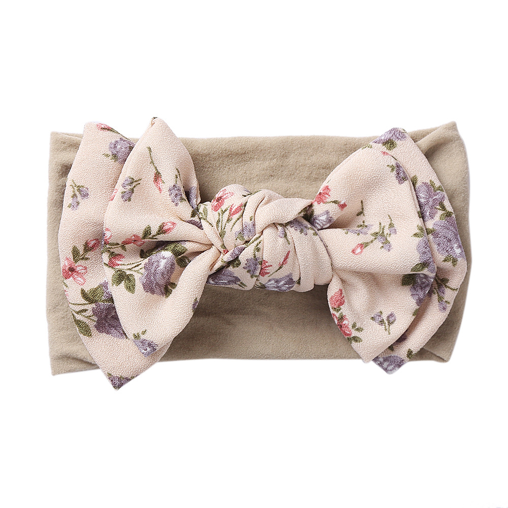 Chiffon Bow Print Children Knotting Hairband Baby High Elasticity Super Soft Baby Headband