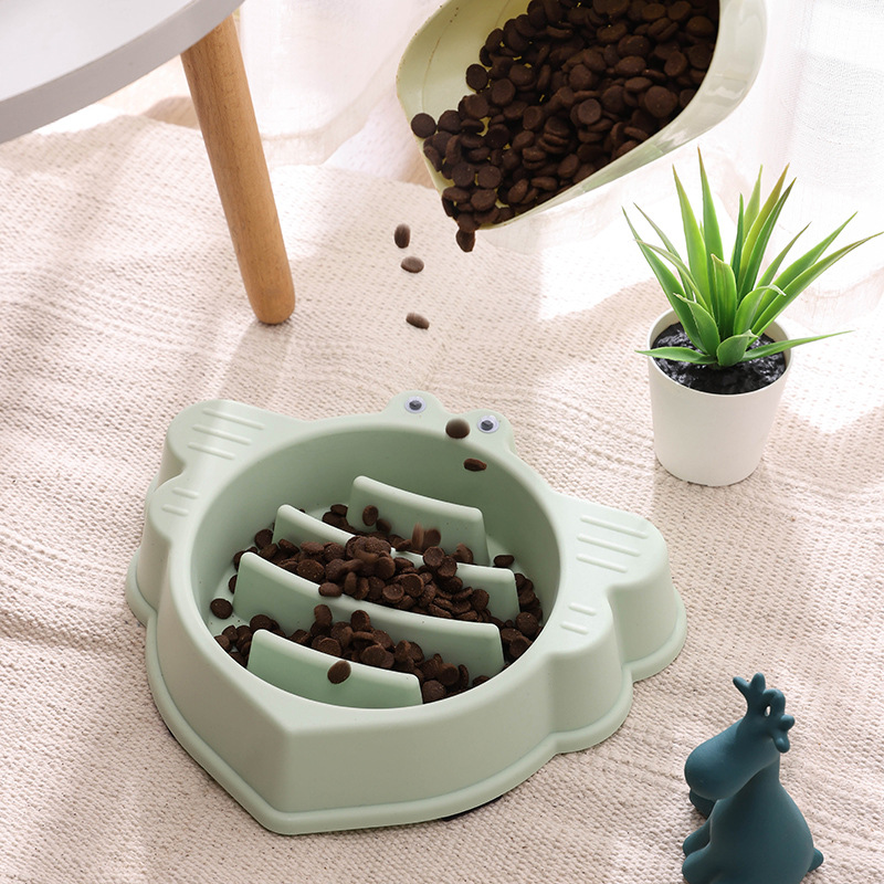 Pet Bowl Slow Food Bowl Feeder Anti-Choke Cartoon Bee Dog Bowl Cat Bowl Pet Supplies Slow Food Large, Medium and Small