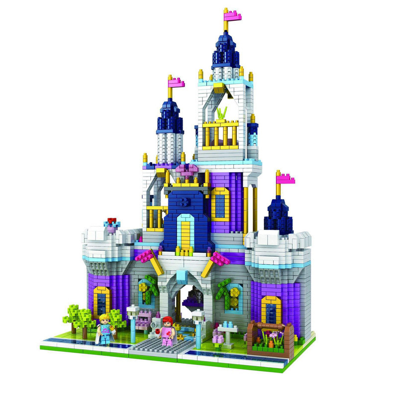 拼之星建筑系列儿童益智玩具拼装钻石颗粒梦幻童话城堡积木 9911