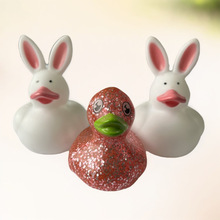 外贸鸭子 兔子头捏捏叫小鸭子 浴室戏水沐浴玩具  可定制LOGO