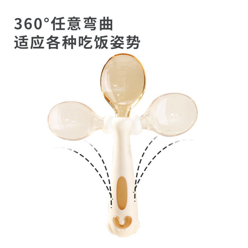 Baby Forks and Spoons Set Baby Twist Spoon Learn to Eat Training Flexible Children's Tableware Learning Food Solid Food Spoon Wholesale