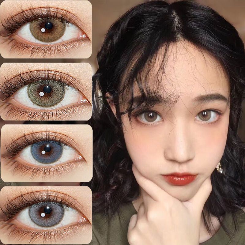 李圣经同款蓝灰色棕绿色黎雾美瞳女网红款虹膜蓝水凝胶美瞳-阿里巴巴