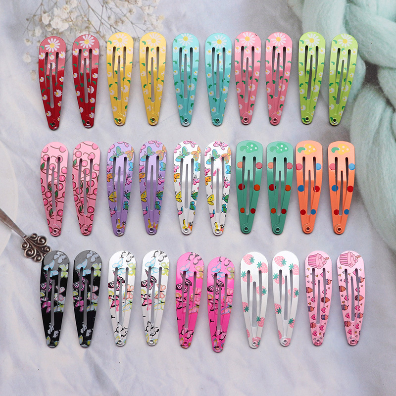 Cross-Border Children Barrettes Girls Internet Influencer Hairpin Paint Printing BB Clip Shredded Hair Bangs Clip Hairware Suit