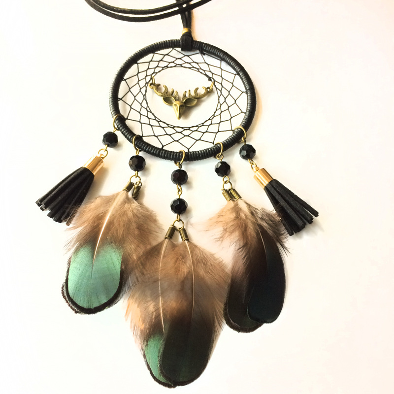 捕梦网羽毛挂件 ins工艺礼品一鹿路平安汽车挂件地摊产品电商货源