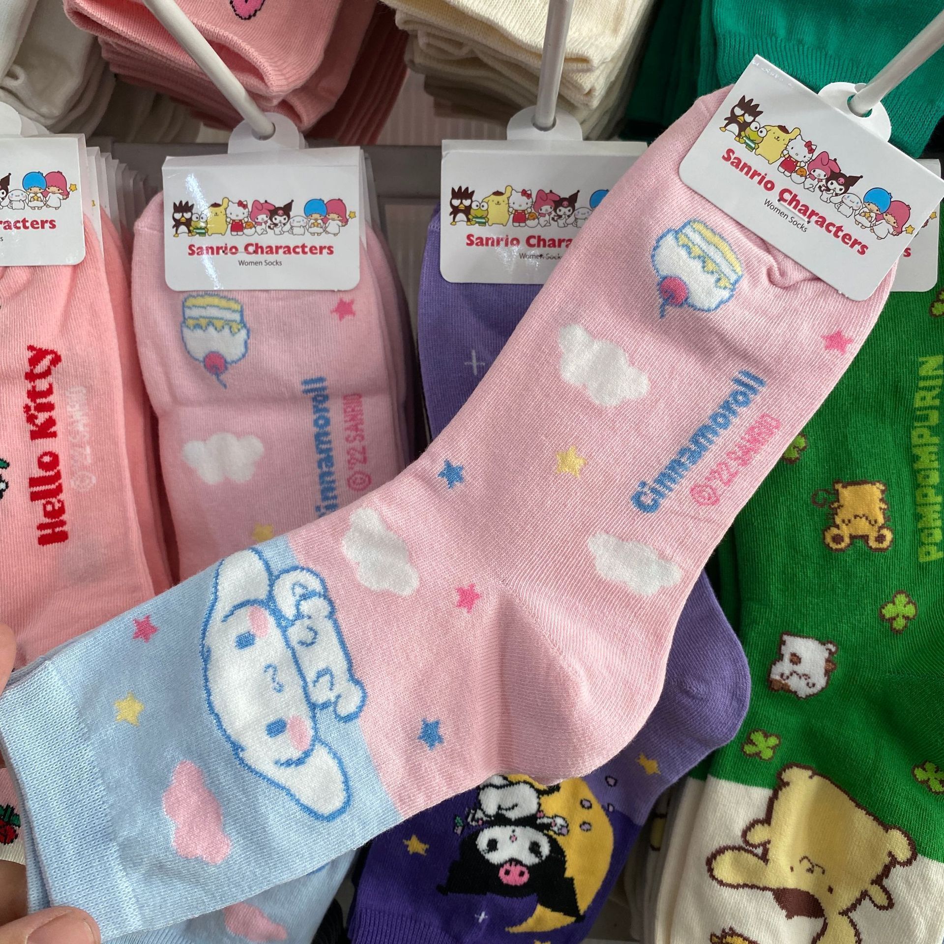 South Korea Dongdaemun Autumn and Winter New Women's Socks Cartoon Cute Kitty Cinnamoroll Babycinnamoroll Color Matching Mid-Calf Girl Socks