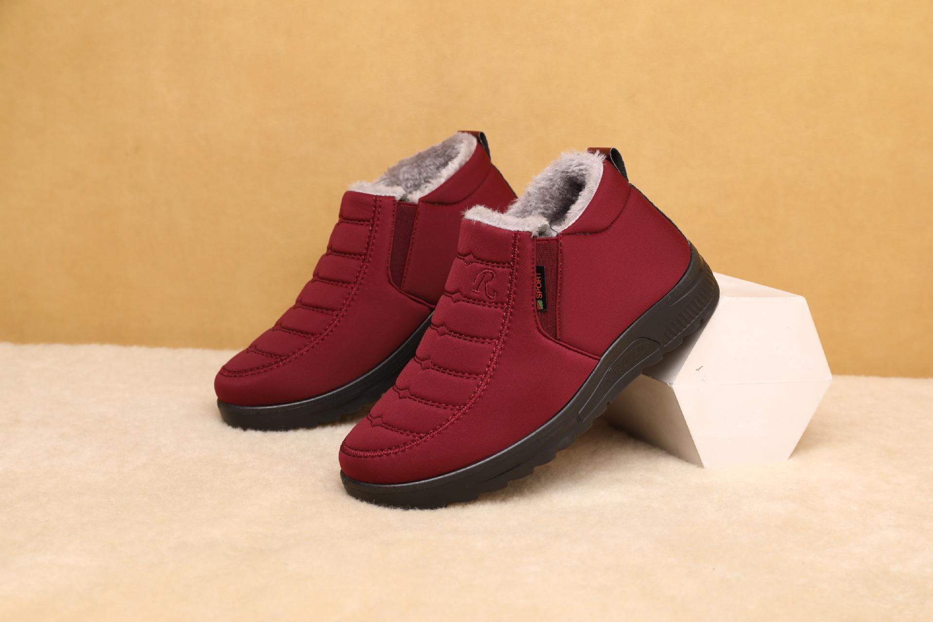 Winter Fleece-lined Thick High-Top Middle-Aged and Elderly Men's and Women's Cotton Shoes Warm Non-Slip Mom and Dad Shoes Extra Thick Elderly Cotton-Padded Shoes