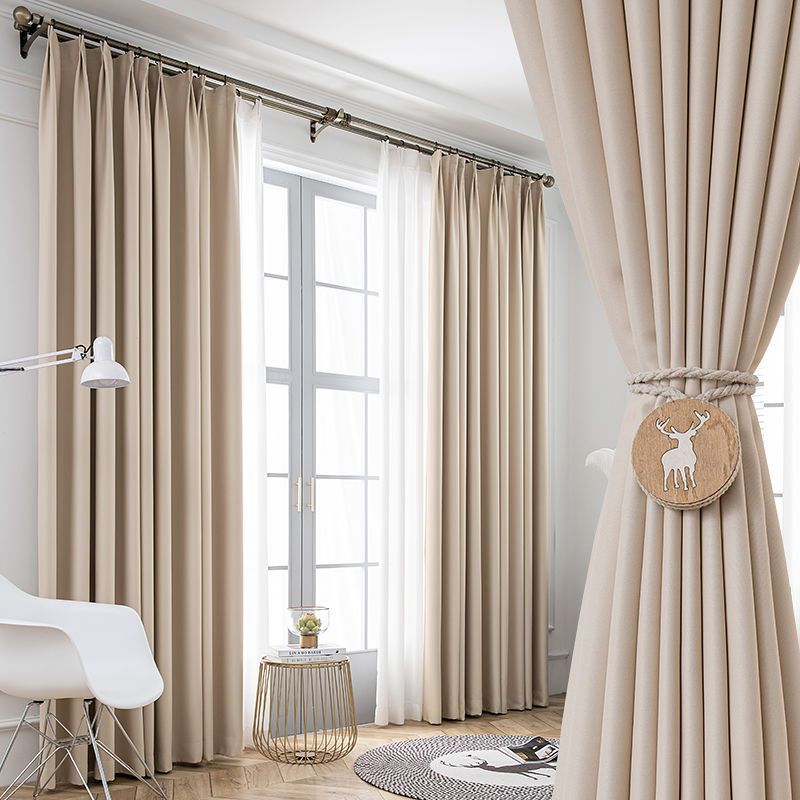 奶油色窗帘卧室ins风日式北欧2023年新款客厅全遮光米色奶茶色