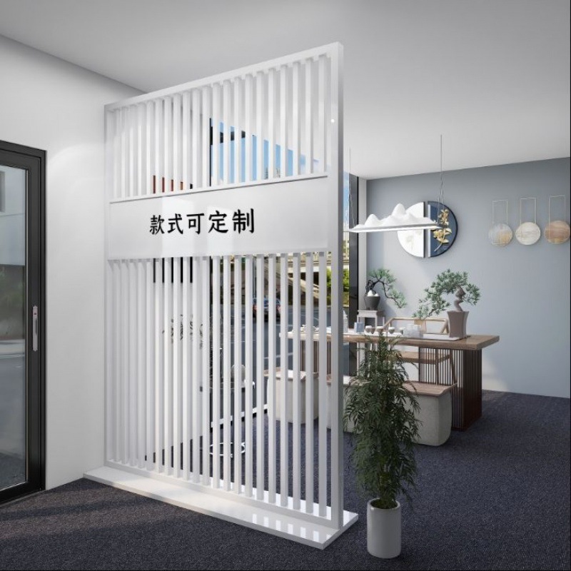 办公室玻璃隔断简约屏风隔断形象墙入门前台背景墙免固定移动座屏