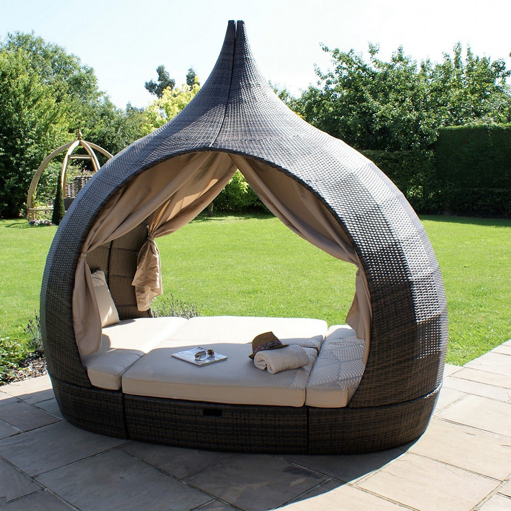 户外编藤躺床鸟笼沙发庭院阳台网红鸟巢椅泳池室外躺床圆床带茶几