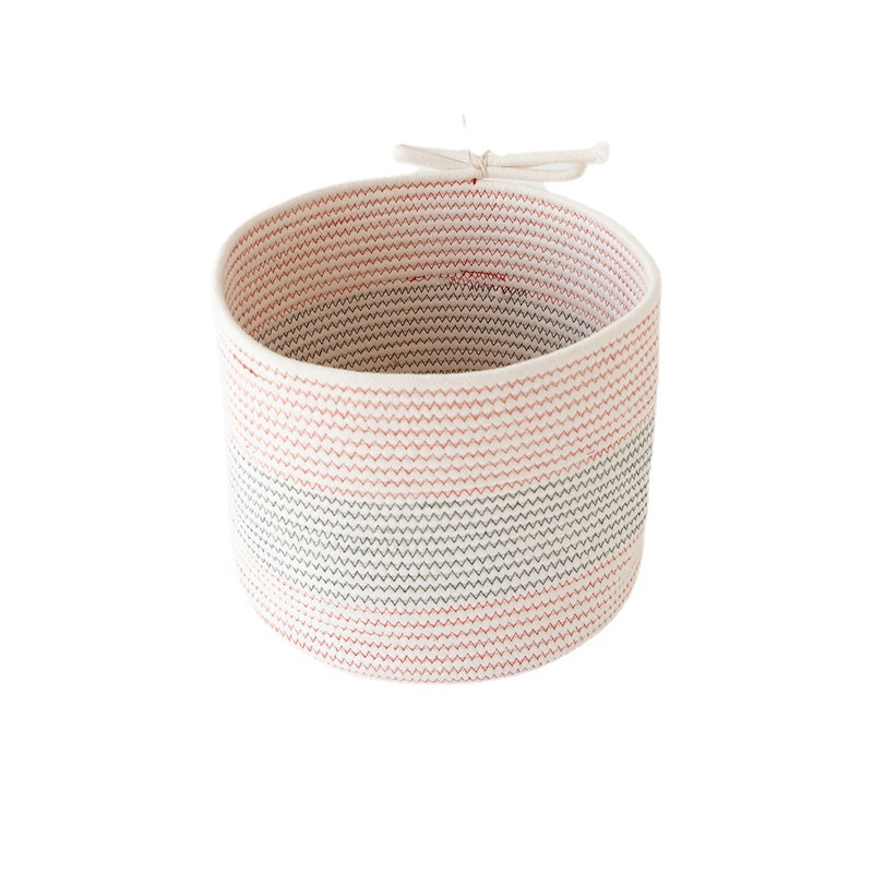 Cotton String Woven Bucket Thick Pink Three-Dimensional Simple Storage Dirty Clothes Basket Sundries Toy Storage Laundry