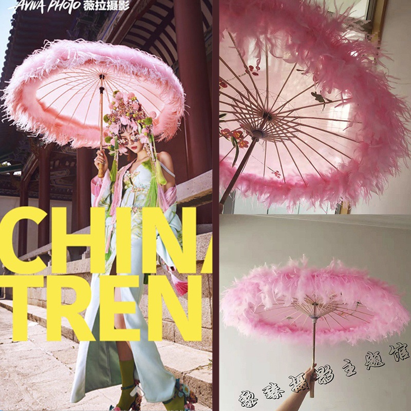 展会新款薇拉主题婚纱摄影旅拍复古国粹新潮风格拍照道具羽毛