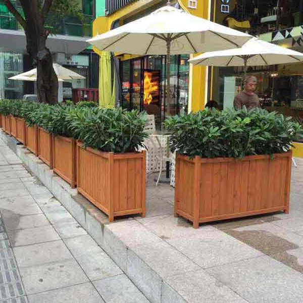 户外防腐木花箱开槽带脚花槽室外木质花坛松木实木花池长方形花盆