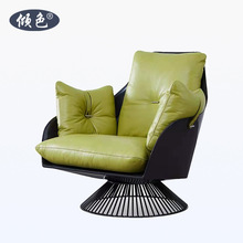 意式轻奢真皮休闲椅简约现代设计师单椅客厅北欧单人椅子沙发