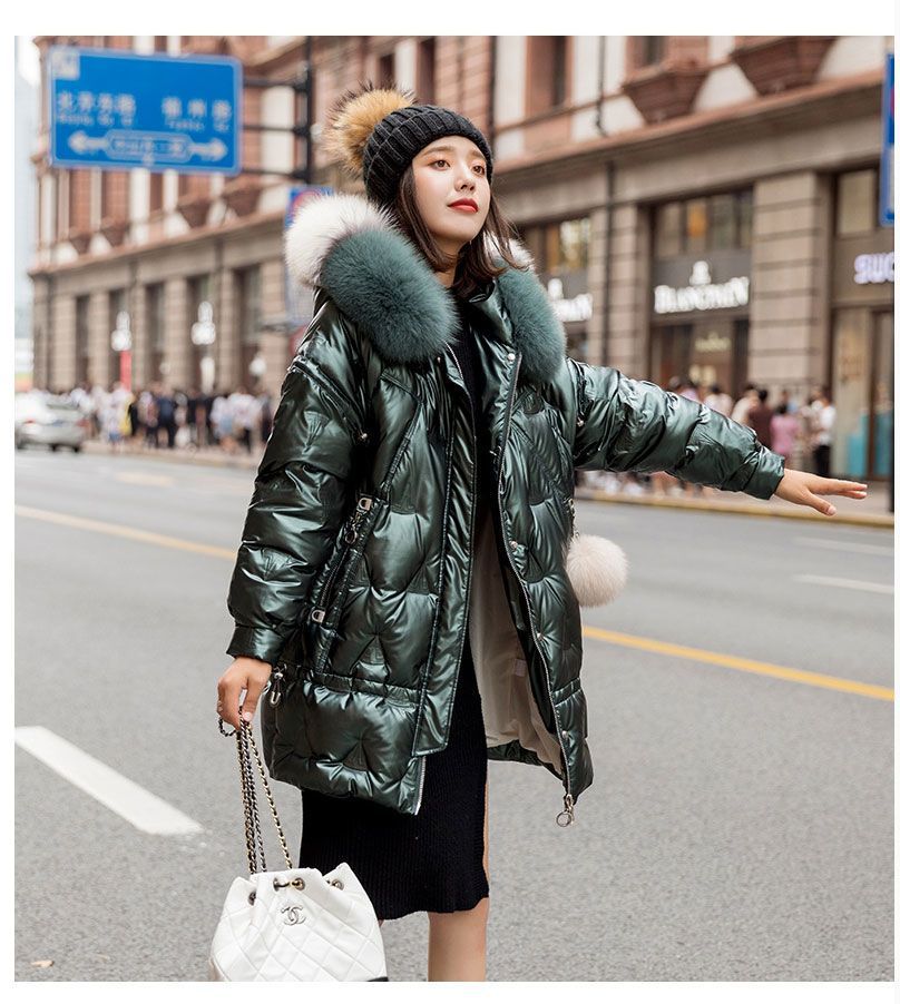反季女款新羽绒棉服加厚亮面棉服棉衣棉袄女新款中长款外套代发