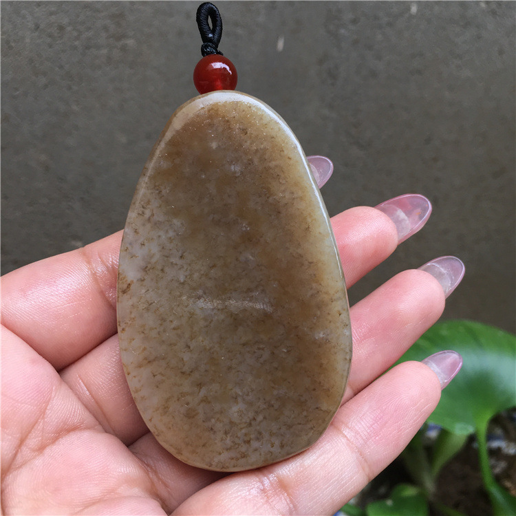 天然 新疆和田玉 且末糖料 老红糖 白玉 山水 平安无事牌方牌挂件