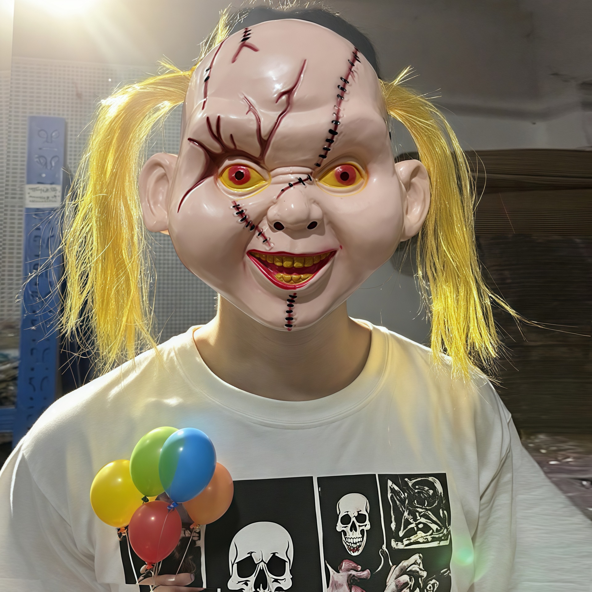 万圣节恐怖全脸面具鬼娃娃搞怪吓人搞笑鬼屋跨境亚马逊热销爆款