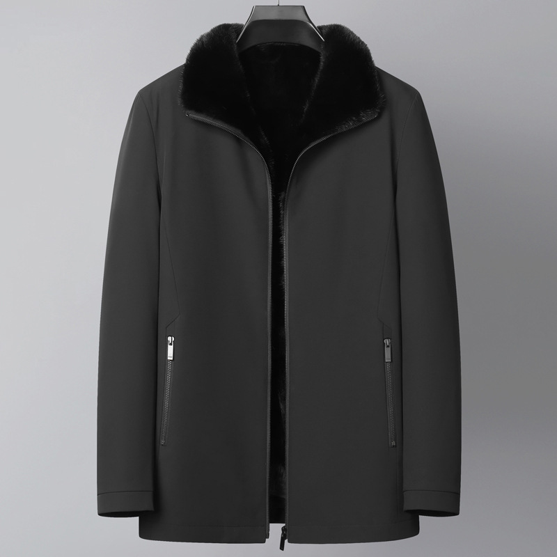 高端派克服男士整貂水貂内胆中老年貂皮大衣皮毛一体尼克服外套
