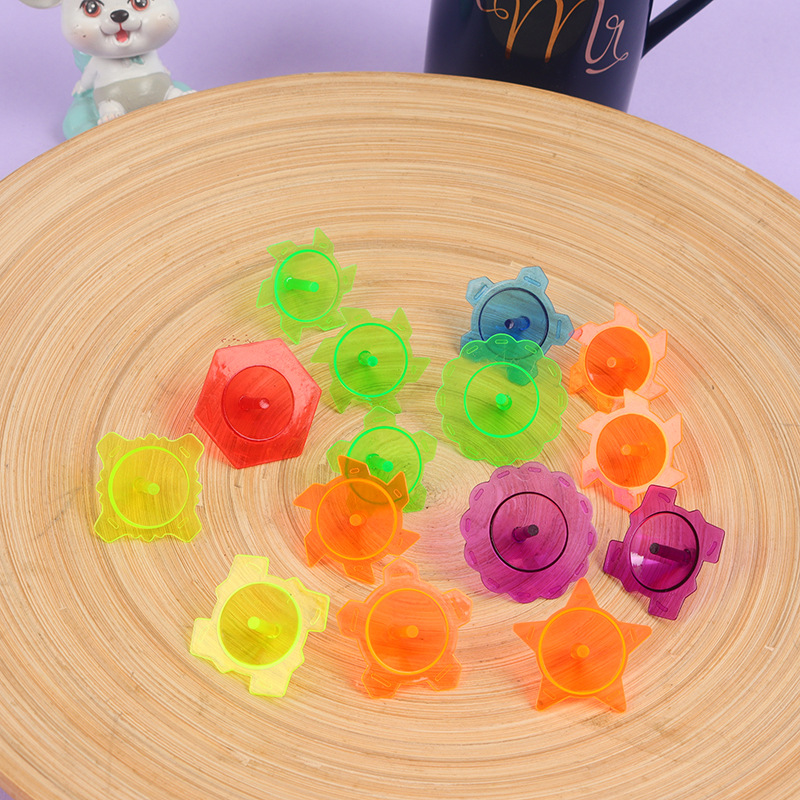 Small Lace Gyro Transparent Plastic Small Spinning Top Color Kindergarten Small Gift Stall Toys Wholesale Yiwu