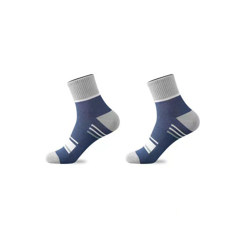 Socks Men's Solid Color Stockings Deodorant and Sweat-Absorbing Breathable Autumn and Winter Mid-Calf Length Socks Four Seasons All-Match Fashion Sports Men Socks