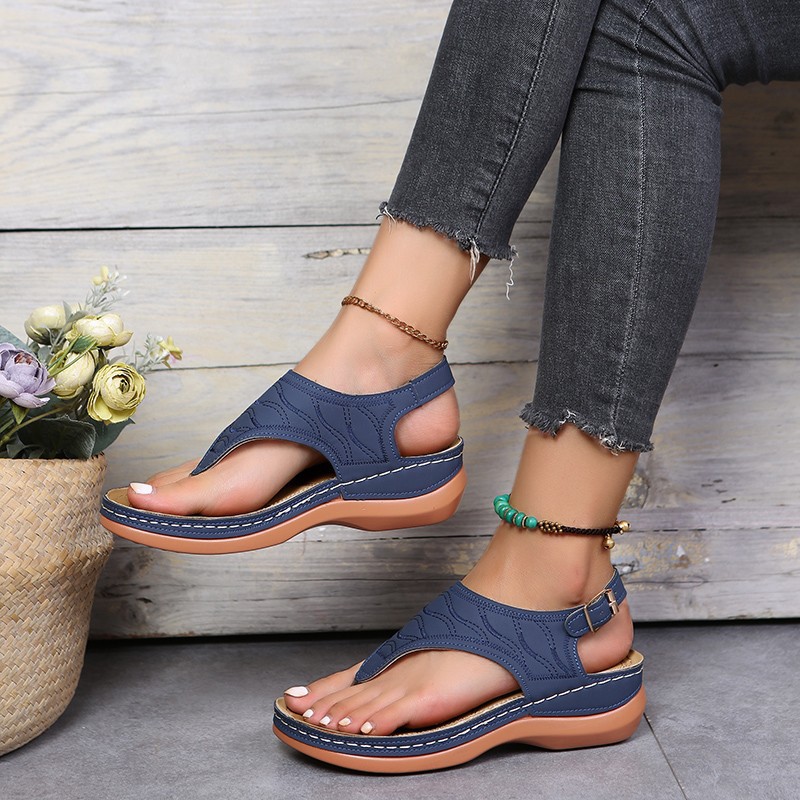Wish Cross-Border Spot Women's Shoes 2021 New Roman Style Buckle Women's Sandals Foreign Trade 43 Large Size Sandals
