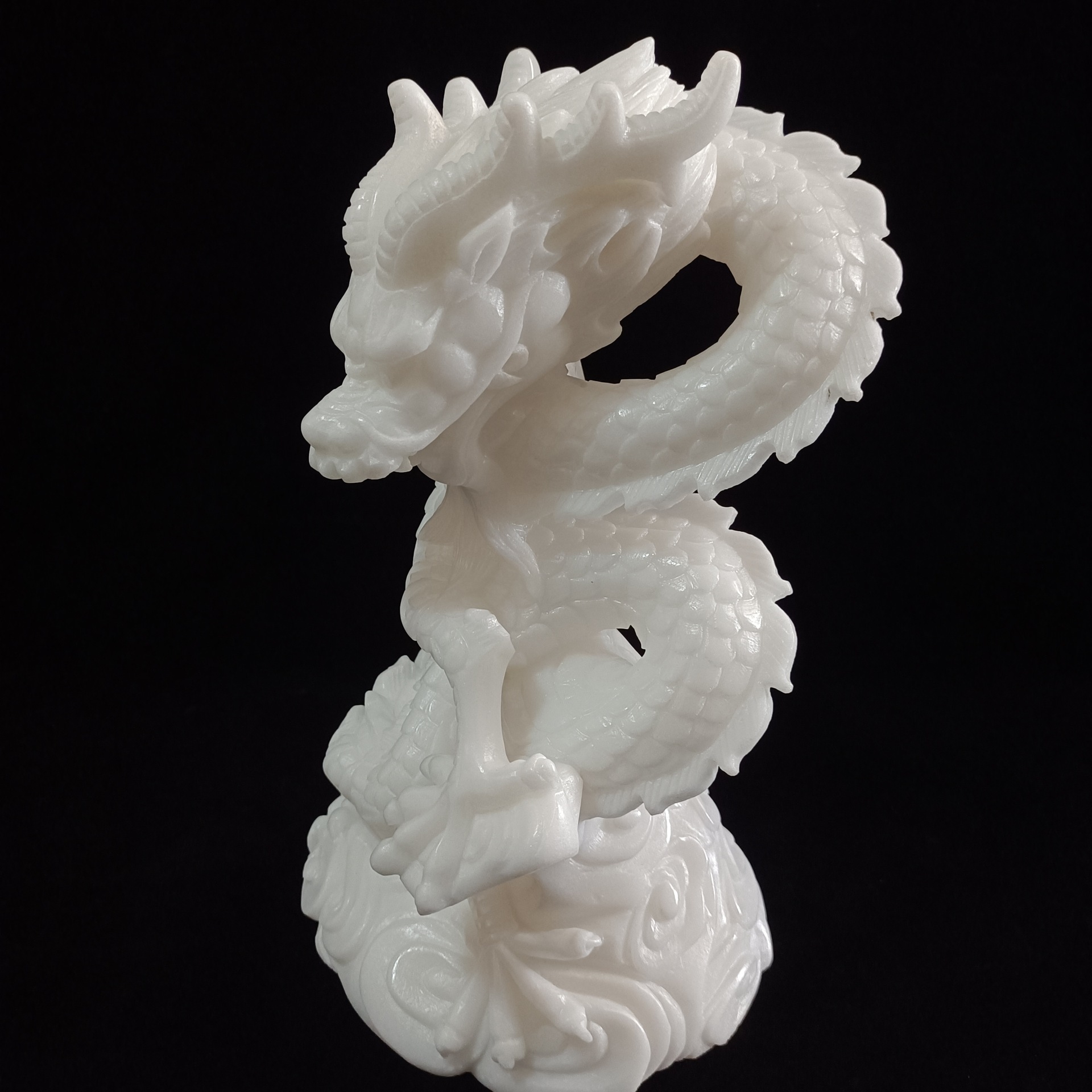 石雕石龙汉白玉石头龙房顶客厅石头雕刻礼品双龙戏珠风水摆件