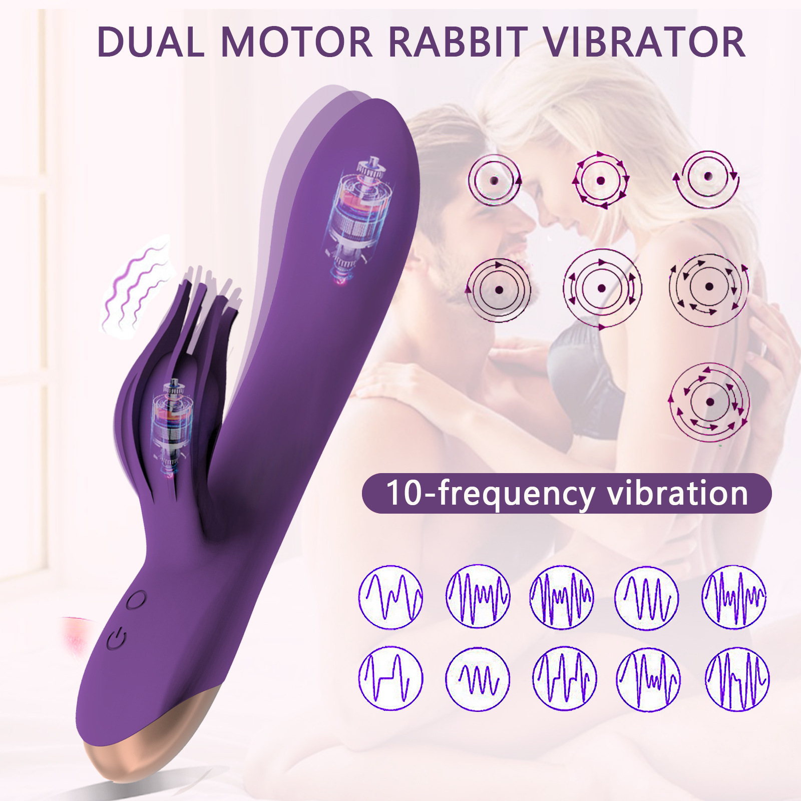 Rabbit 10-Frequency Vibrator Multi-Frequency Vibration Sound Massager Adult Sex Product Wholesale Delivery