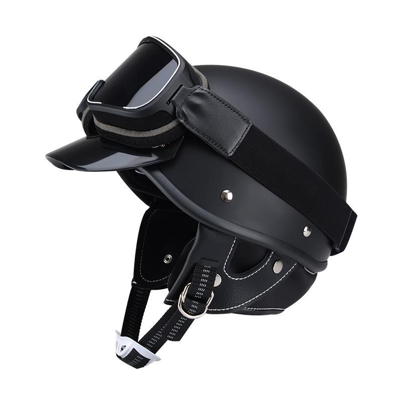 日式哈雷复古头盔秋季巡航摩托机车半盔瓢盔男女电动车小盔体