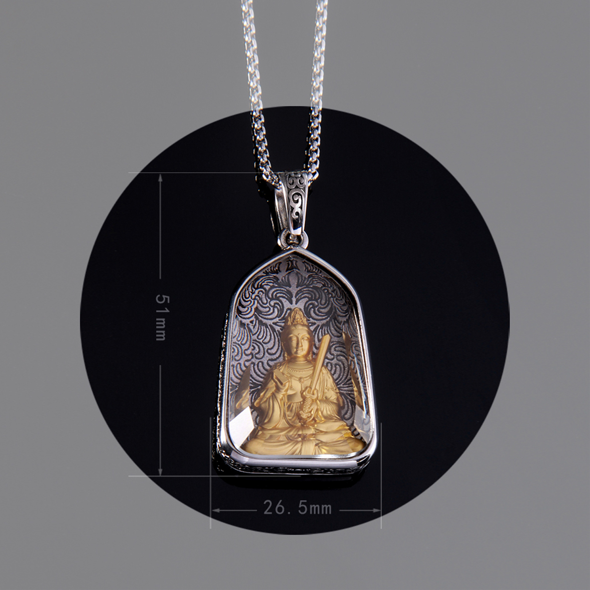 时尚潮流网红爆款文殊菩萨男女毛衣链六字真言本命佛挂件结缘吊坠