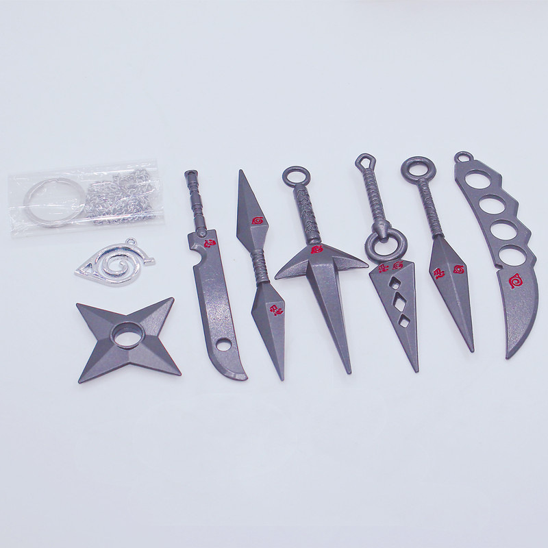 火影周边忍者武器小苦无8件套装火影兵器卡装合金模型厂家批发