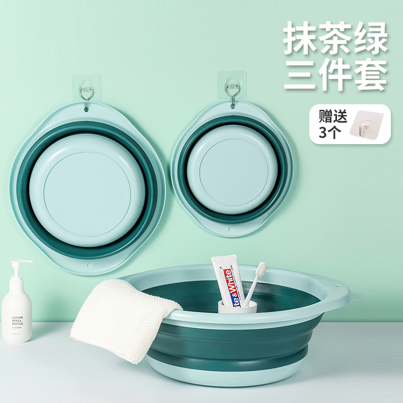 Household Silicone Folding Basin Wholesale Outdoor Travel Portable Retractable Basin Dormitory Laundry Basin Baby Face Washbasin