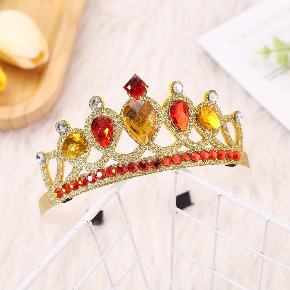 Cross-Border Ins Shiny Crown Hair Clasp Drop-Shaped Diamond Women's Headband Party Photo Birthday Headdress Headband Wholesale