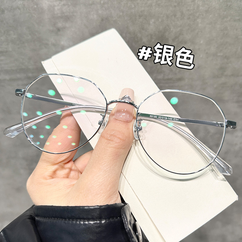 新款超轻纯钛近视眼镜框女防蓝光素颜平光镜丹阳眼镜架批发 89180