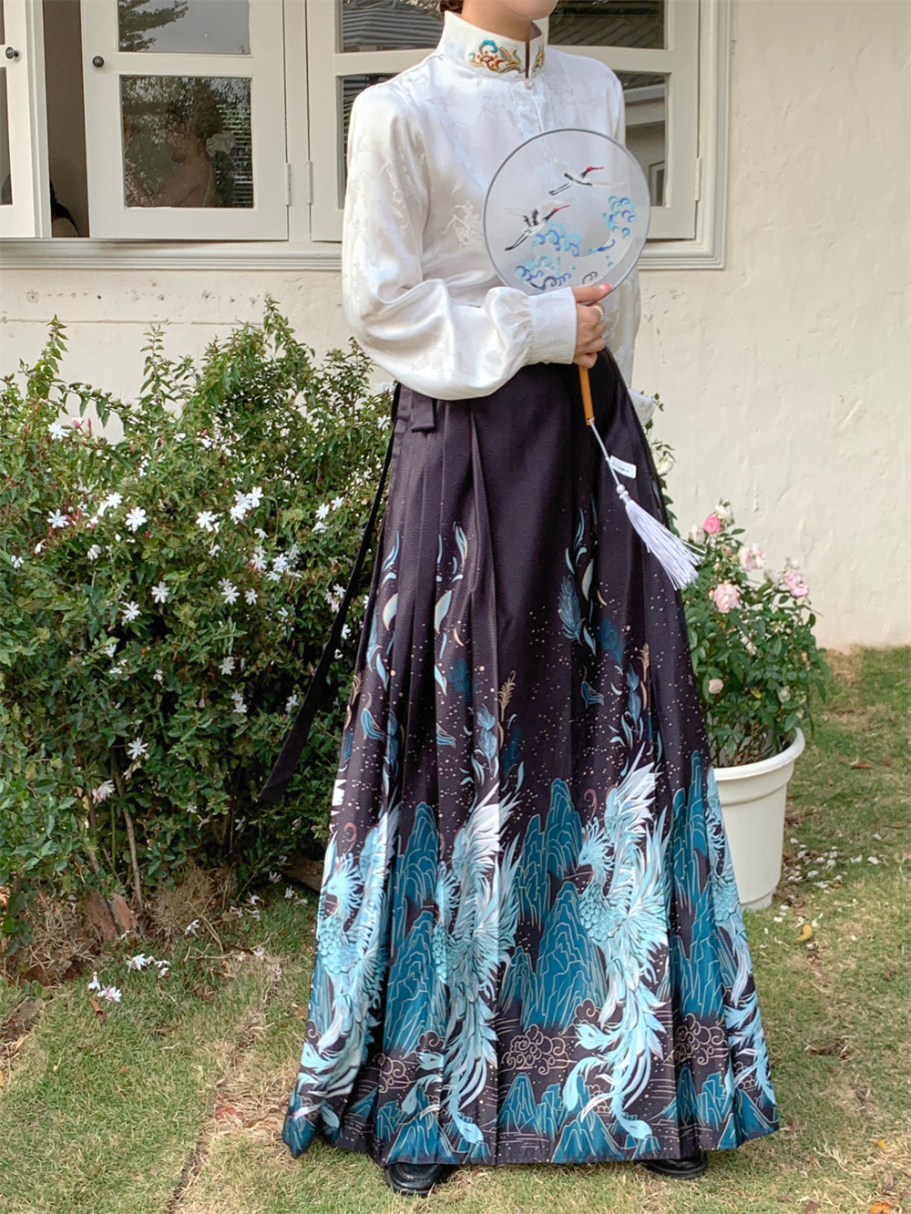 Real Shot New Chinese Style Gray Jade Improved Horse-Face Skirt Women's New Daily Commuter Dress Hanfu Skirt Suit