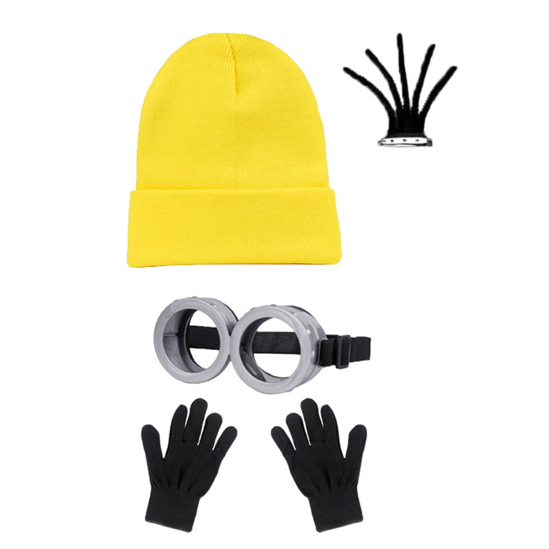 新款小黄帽子可拆卸帽子手套眼镜COSPLAY 万圣节装扮道具帽子套装