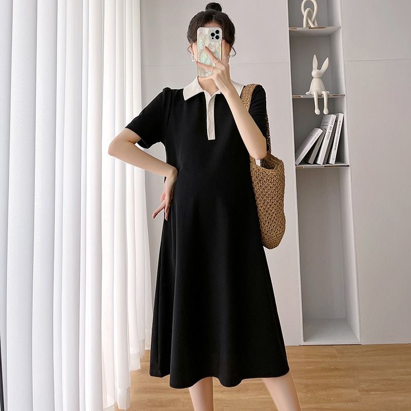 Maternity Dress Summer Short Sleeve Polo Dress Lapel Maternity Dress Summer Short-Sleeved Maternity Dress Summer Clothes for Women