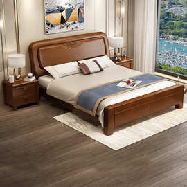 1.2米全实木床现代简约1米5高箱储物1.35m工厂直销1.0m橡木单人床