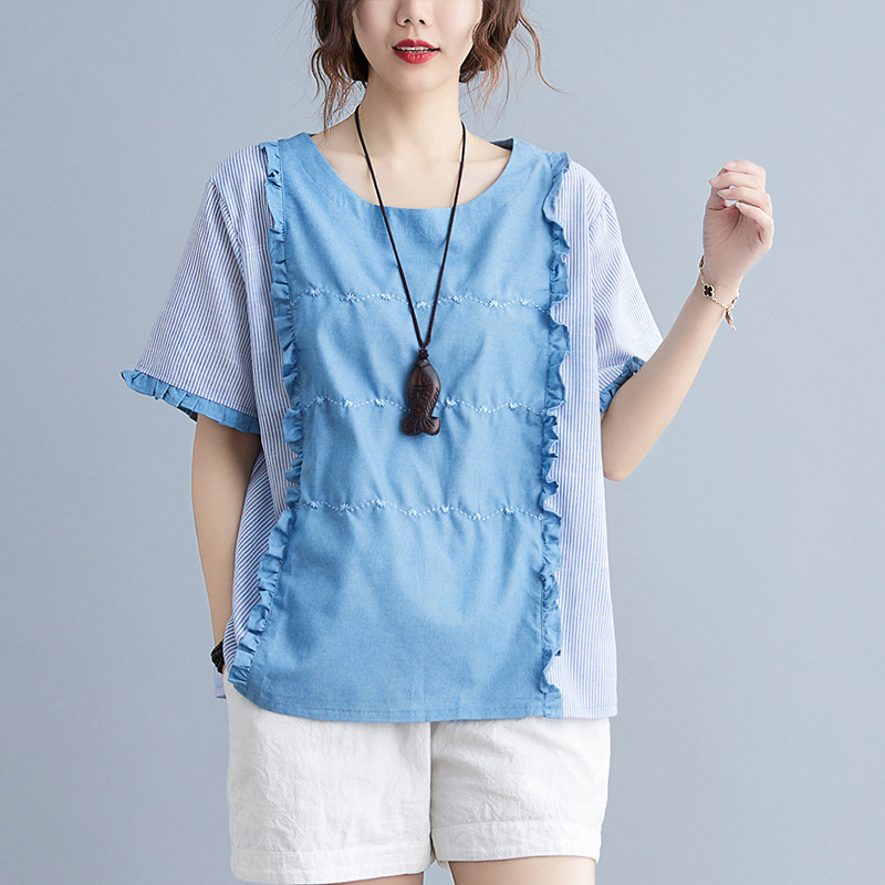 牛仔t恤女宽松图片