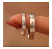 925镀银触及真心情侣戒指时尚英文字母对戒情人节礼物ins小众设计