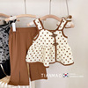 2022 summer new pattern Retro Flower frog camisole vest Ice-cold Fold pants Two piece set 22353