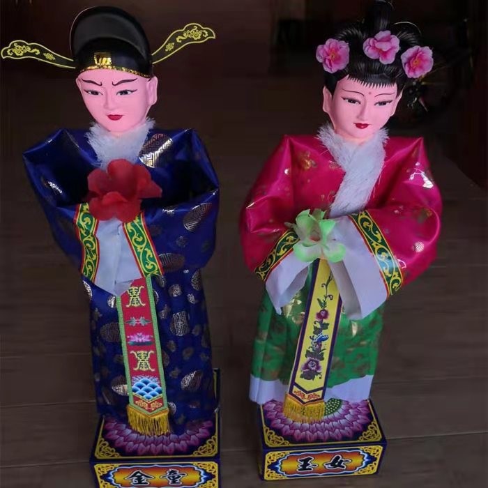 厂家直销殡葬用品电动鞠躬童男童女出租焚烧设灵堂祭祖金童玉女