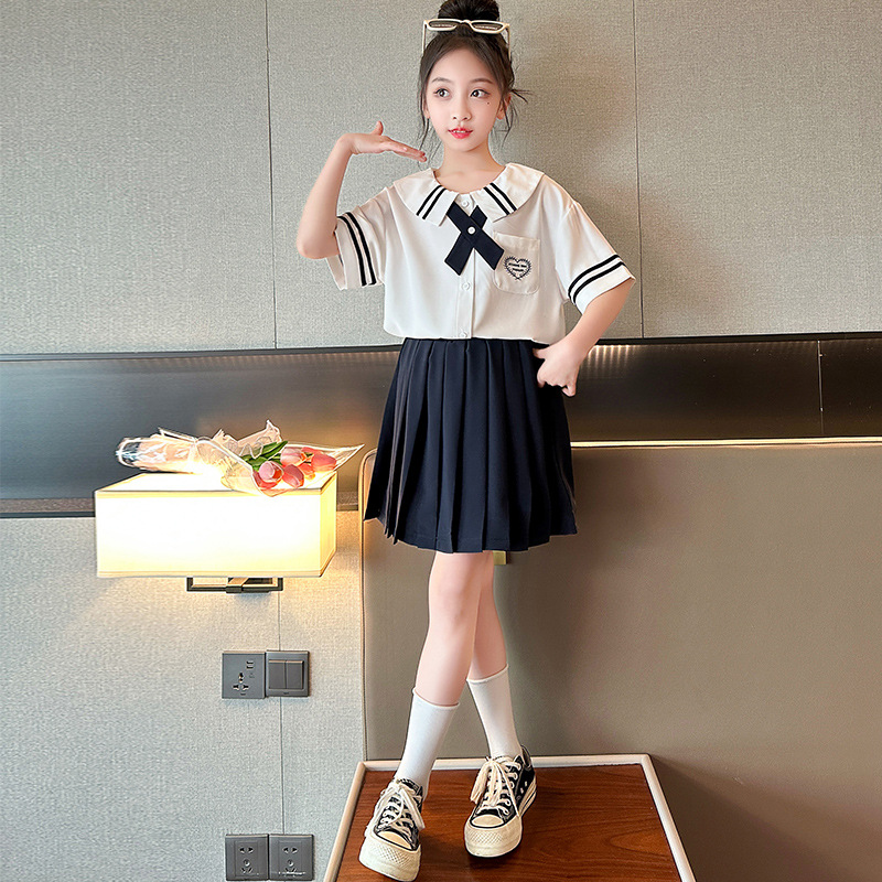女童连衣裙学院风春夏款洋气小学生女孩水手服儿童jk套装裙子夏季