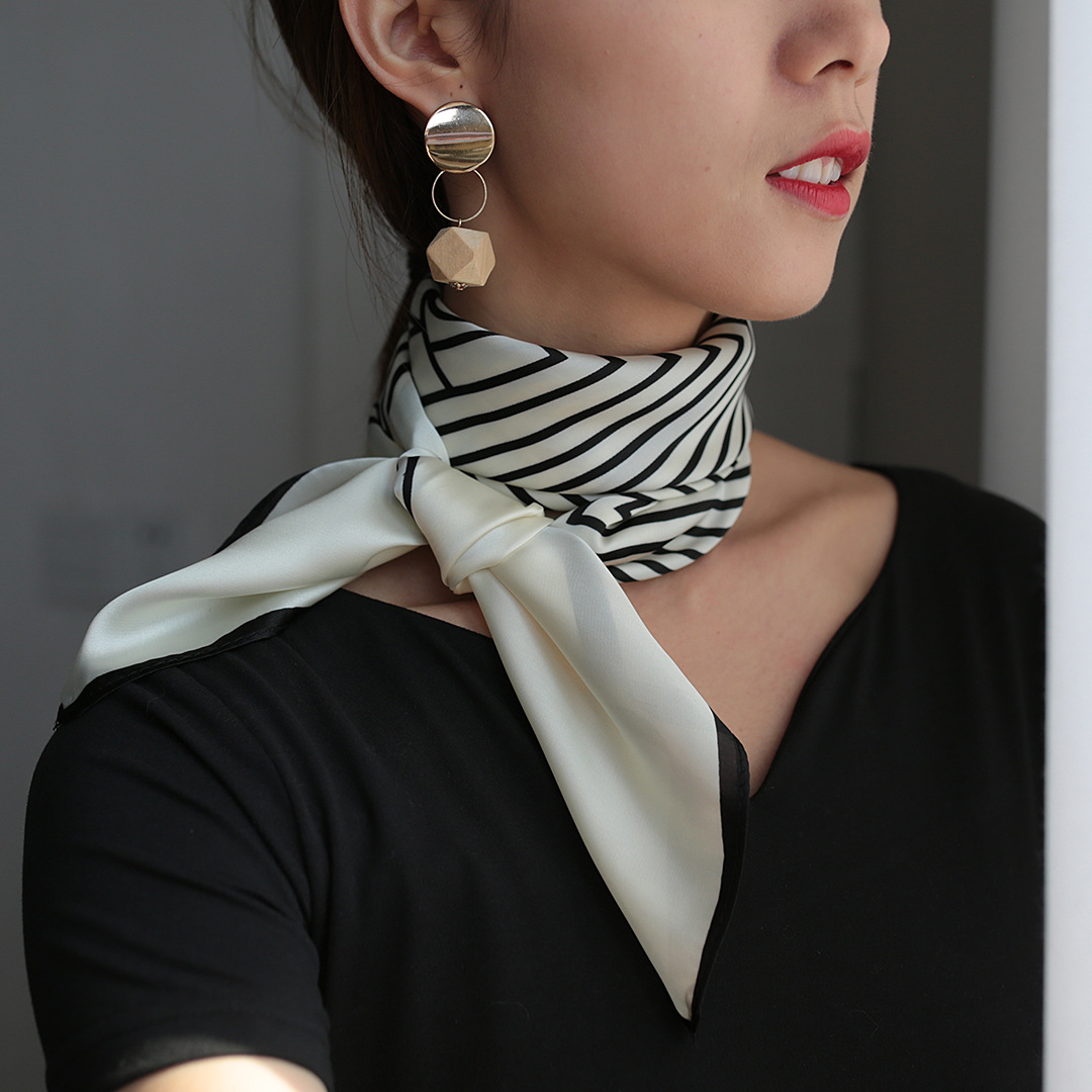 夏季沙漠旅游拍照条纹小方巾70cm丝巾发带女包头防晒绑发头巾绑包