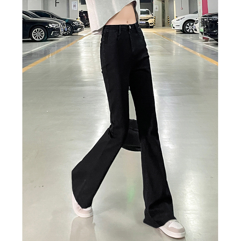   0763 High Street Versatile Skinny Jeans for Women Spring and Autumn New High Waist Slimming Small American Flared Jeans