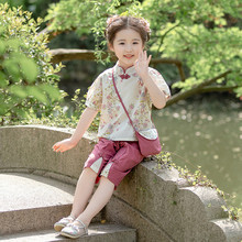 女童夏装套装2024新款洋气夏季童汉服新中式国风儿童短袖两件套