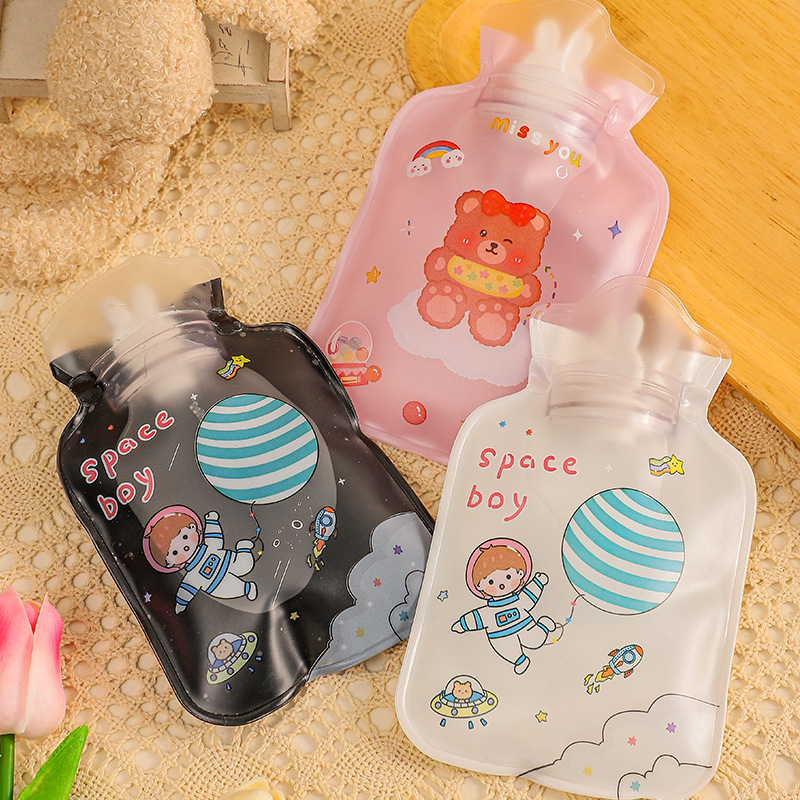 Factory Cartoon Frosted Hand Warmer Explosion-Proof Frosted Small Size Heating Pad Cute Water Injection PVC Transparent Hot Water Bag